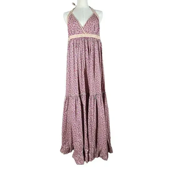 moda international maxi dress Moda International | Dresses | Vtg Moda International Vs Y2k Halter Maxi  Dress Xl Ditzy Floral Cottagecore Boho